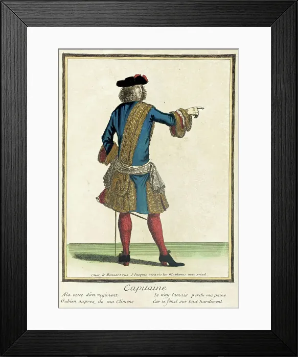 Framed Print : Recueil des modes de la cour de France, Capitaine, 1675-1685, bound 1703-1704. Creator: Henri Bonnart Framed Print : Recueil des modes de la cour de France, Capitaine, 1675-1685, bound 1703-1704. Creator: Henri Bonnart