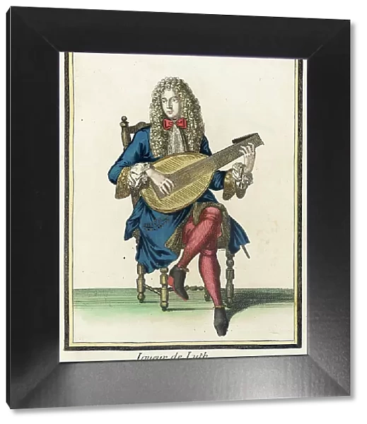 Recueil des modes de la cour de France, Joueur de Luth, Bound 1703-1704. Creator: Henri Bonnart