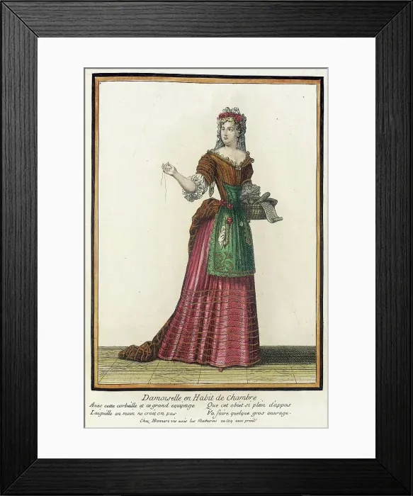 Framed Print : Recueil des modes de la cour de France, Damoiselle en Habit de Chambre, Bound 1703-1704. Creator: Henri Bonnart Framed Print : Recueil des modes de la cour de France, Damoiselle en Habit de Chambre, Bound 1703-1704. Creator: Henri Bonnart