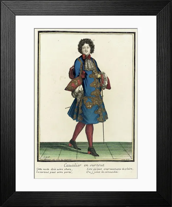Framed Print : Recueil des modes de la cour de France, Cavalier en Surtout, Bound 1703-1704. Creator: Henri Bonnart Framed Print : Recueil des modes de la cour de France, Cavalier en Surtout, Bound 1703-1704. Creator: Henri Bonnart