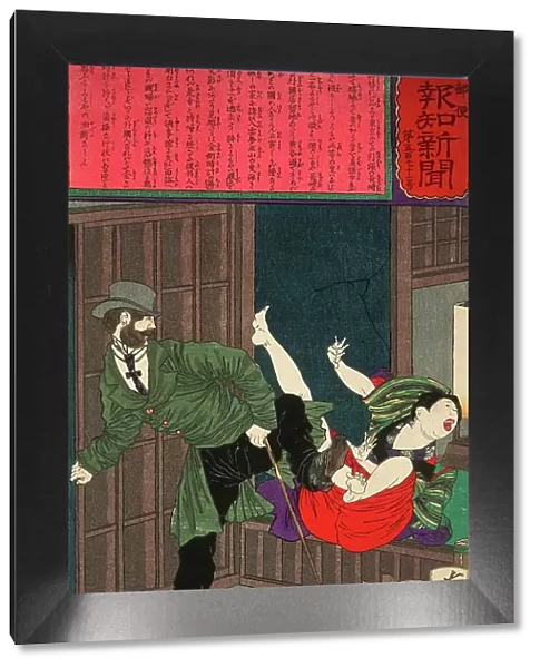 A Wicked Foreigner Refuses to Pay a Young Prostitute, 1875. Creator: Tsukioka Yoshitoshi