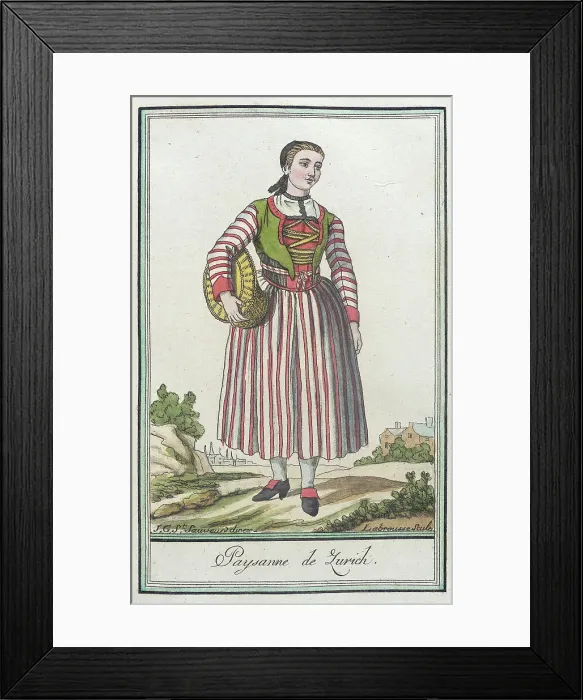 Framed Print : Costumes de Différents Pays, Paysanne de Zurich, c1797. Creators: Jacques Grasset de Saint-Sauveur, LF Labrousse Framed Print : Costumes de Différents Pays, Paysanne de Zurich, c1797. Creators: Jacques Grasset de Saint-Sauveur, LF Labrousse
