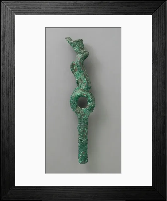 Framed Print : Bronze Ringed Element with Crowned Uraeus Figure, Late Period-Ptolemaic Period (711-30 BCE). Creator: Unknown Framed Print : Bronze Ringed Element with Crowned Uraeus Figure, Late Period-Ptolemaic Period (711-30 BCE). Creator: Unknown
