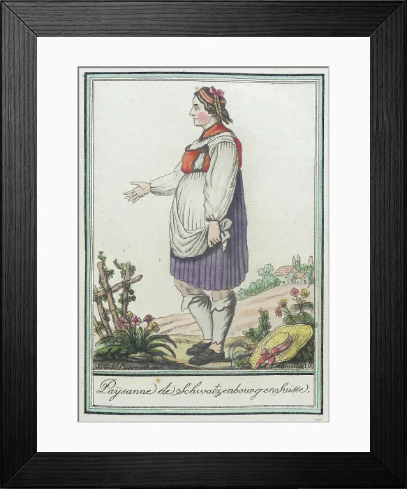 Framed Print : Costumes de Différents Pays, Paysanne de Schwatzenbourgenghusse, c1797. Creators: Jacques Grasset de Saint-Sauveur, LF Labrousse Framed Print : Costumes de Différents Pays, Paysanne de Schwatzenbourgenghusse, c1797. Creators: Jacques Grasset de Saint-Sauveur, LF Labrousse