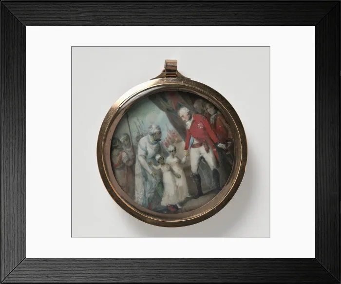 Framed Print : Lord Charles Cornwallis (1738-1805) receiving Tipu Sahib's Sons, c1792. Creators: Anon, Henry Singleton Framed Print : Lord Charles Cornwallis (1738-1805) receiving Tipu Sahib's Sons, c1792. Creators: Anon, Henry Singleton