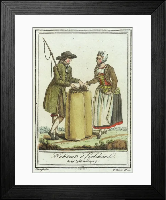 Framed Print : Costumes de Différent Pays, Habitants d'Egelshaïm près Strasbourg, c1797. Creators: Jacques Grasset de Saint-Sauveur, LF Labrousse Framed Print : Costumes de Différent Pays, Habitants d'Egelshaïm près Strasbourg, c1797. Creators: Jacques Grasset de Saint-Sauveur, LF Labrousse