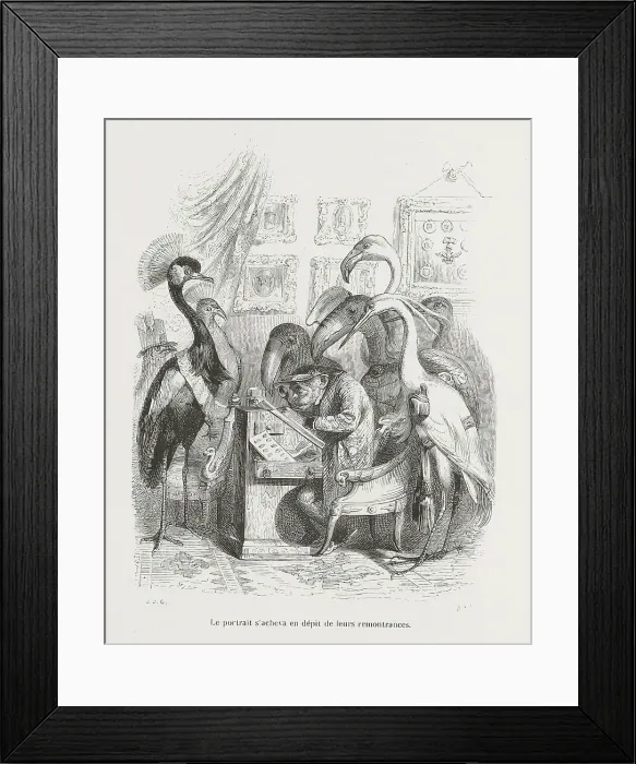 Framed Print : Le portrait s'acheva en dépit de leurs remonstrances, 1842. Creator: Jean Ignace Isidore Gerard Framed Print : Le portrait s'acheva en dépit de leurs remonstrances, 1842. Creator: Jean Ignace Isidore Gerard