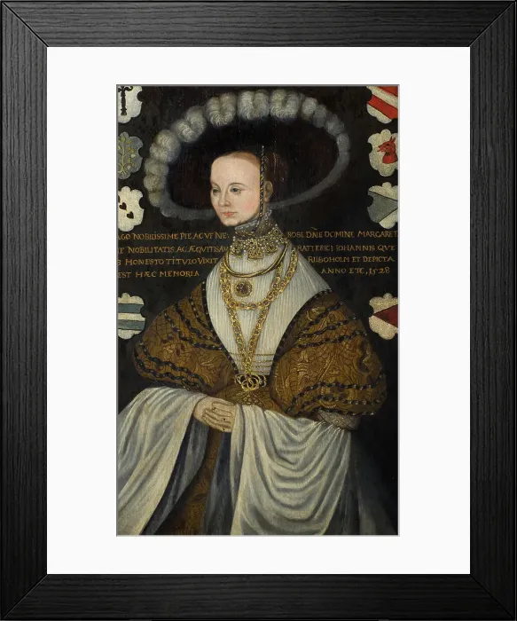 Framed Print : Margareta Eriksdotter, Gustaf Vasa's sister, copy of a painting of 1528. Creator: Unknown Framed Print : Margareta Eriksdotter, Gustaf Vasa's sister, copy of a painting of 1528. Creator: Unknown