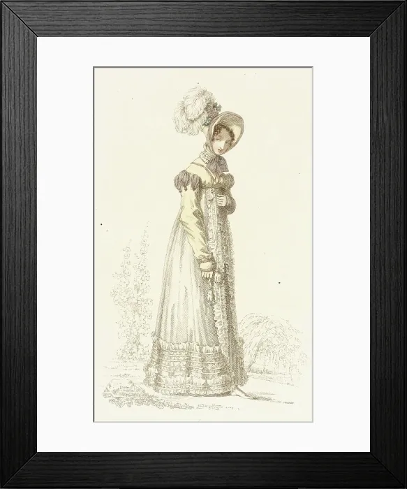 Framed Print : Fashion Plate (Walking Dress), 1818. Creator: Rudolph Ackermann Framed Print : Fashion Plate (Walking Dress), 1818. Creator: Rudolph Ackermann