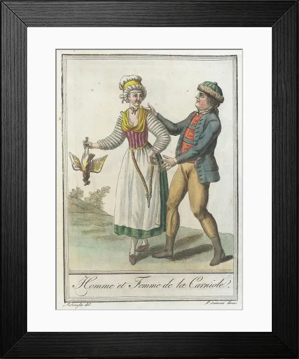 Framed Print : Costumes de Différents Pays, Homme et Femme de la Carniole, c1797. Creators: Jacques Grasset de Saint-Sauveur, LF Labrousse Framed Print : Costumes de Différents Pays, Homme et Femme de la Carniole, c1797. Creators: Jacques Grasset de Saint-Sauveur, LF Labrousse