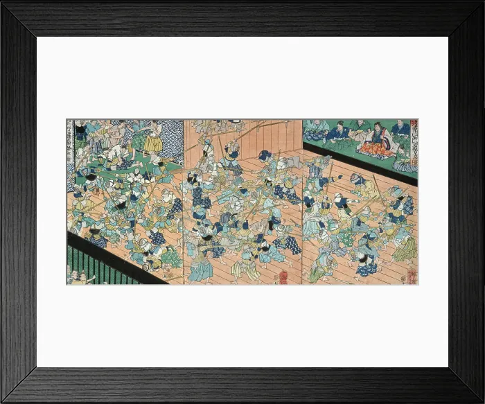Framed Print : The Pupils of Uji Joetsu Practicing Fencing, 19th century. Creator: Tsukioka Yoshitoshi Framed Print : The Pupils of Uji Joetsu Practicing Fencing, 19th century. Creator: Tsukioka Yoshitoshi
