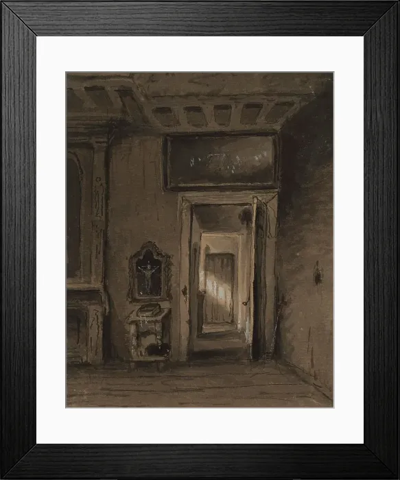 Framed Print : Room with Prie-dieu and Open Door, mid 19th century. Creator: Alfred Jacob Miller Framed Print : Room with Prie-dieu and Open Door, mid 19th century. Creator: Alfred Jacob Miller