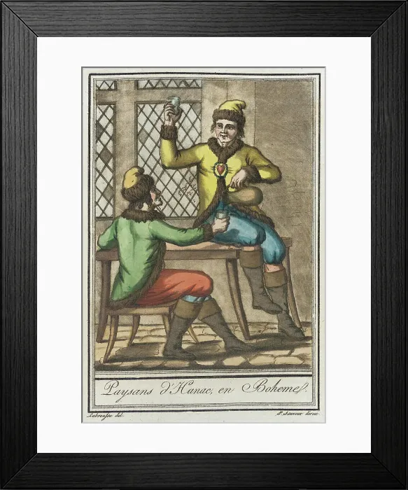 Framed Print : Costumes de Différents Pays, Paysans d'Hanac, en Bohême, c1797. Creators: Jacques Grasset de Saint-Sauveur, LF Labrousse Framed Print : Costumes de Différents Pays, Paysans d'Hanac, en Bohême, c1797. Creators: Jacques Grasset de Saint-Sauveur, LF Labrousse