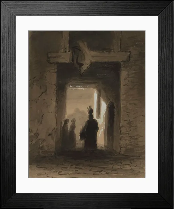 Framed Print : Woman Carrying Jug Through Portal, mid 19th century. Creator: Alfred Jacob Miller Framed Print : Woman Carrying Jug Through Portal, mid 19th century. Creator: Alfred Jacob Miller