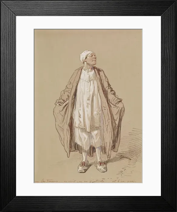 Framed Print : Man in Night Dress, 1804-1866. Creator: Paul Gavarni Framed Print : Man in Night Dress, 1804-1866. Creator: Paul Gavarni
