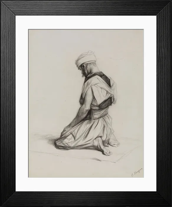 Framed Print : Arab Kneeling in Prayer, c1875. Creator: Charles Bargue Framed Print : Arab Kneeling in Prayer, c1875. Creator: Charles Bargue