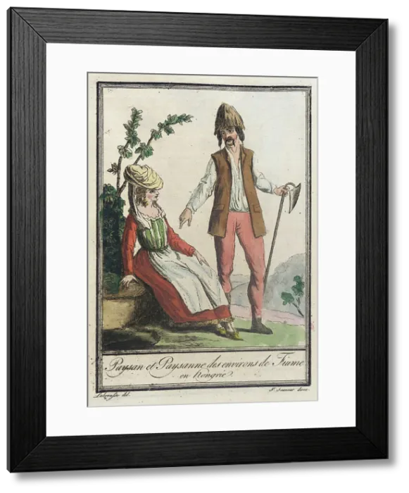 Framed Print : Costumes de Différents Pays, Paysan et Paysanne des Environs de Fiume en Hongrie, c1797. Creators: Jacques Grasset de Saint-Sauveur, LF Labrousse Framed Print : Costumes de Différents Pays, Paysan et Paysanne des Environs de Fiume en Hongrie, c1797. Creators: Jacques Grasset de Saint-Sauveur, LF Labrousse