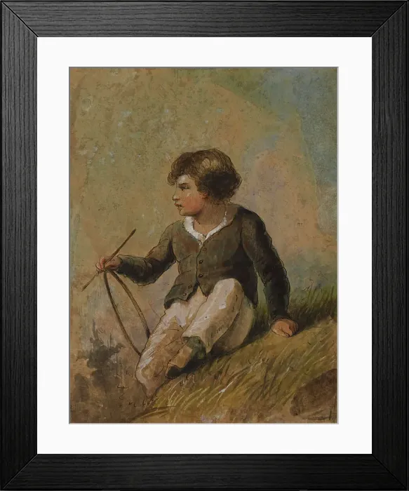 Framed Print : Young Boy with Hoop and Stick, mid 19th century. Creator: Alfred Jacob Miller Framed Print : Young Boy with Hoop and Stick, mid 19th century. Creator: Alfred Jacob Miller