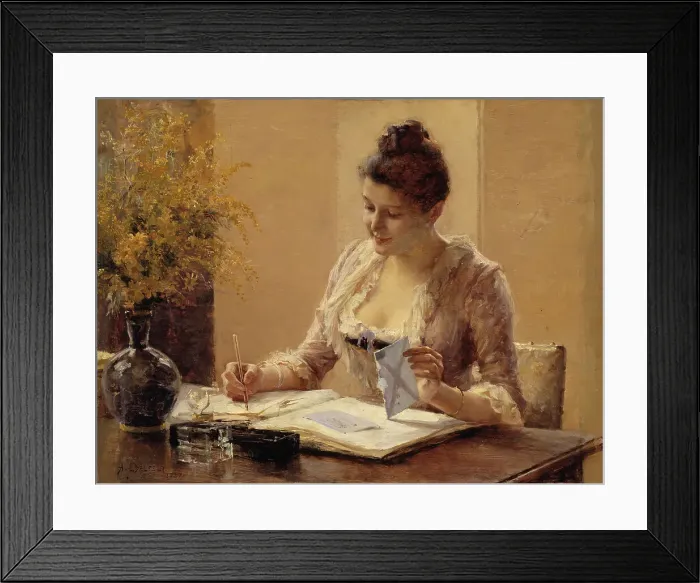 Framed Print : Lady Writing a Letter, 1887. Creator: Albert Edelfelt Framed Print : Lady Writing a Letter, 1887. Creator: Albert Edelfelt