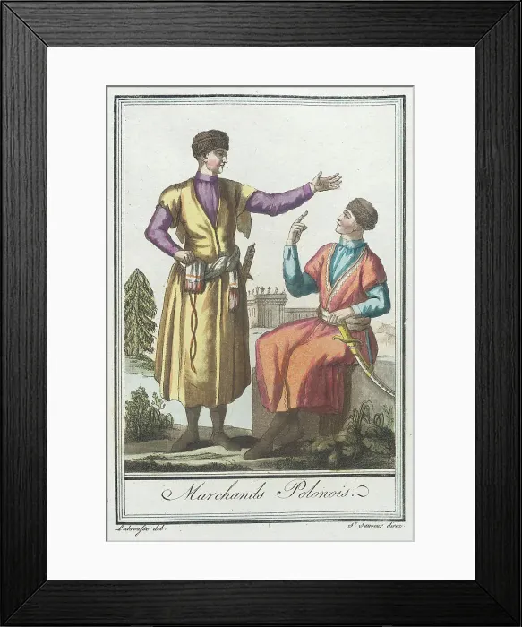 Framed Print : Costumes de Différents Pays, Marchands Polonois, c1797. Creators: Jacques Grasset de Saint-Sauveur, LF Labrousse Framed Print : Costumes de Différents Pays, Marchands Polonois, c1797. Creators: Jacques Grasset de Saint-Sauveur, LF Labrousse