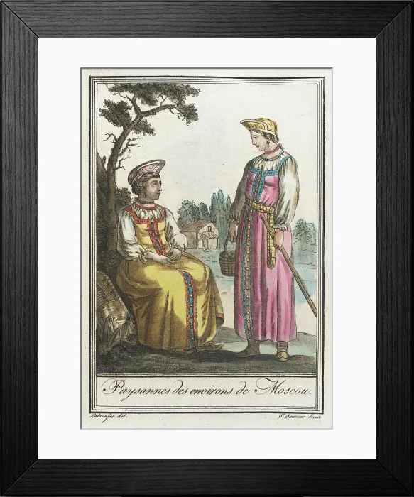 Framed Print : Costumes de Différents Pays, Paysannes des Environs de Moscow, c1797. Creators: Jacques Grasset de Saint-Sauveur, LF Labrousse Framed Print : Costumes de Différents Pays, Paysannes des Environs de Moscow, c1797. Creators: Jacques Grasset de Saint-Sauveur, LF Labrousse