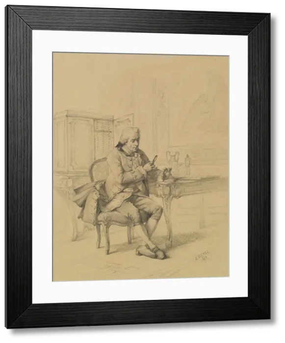Framed Print : The Collector, 1863. Creator: Eugene Fichel Framed Print : The Collector, 1863. Creator: Eugene Fichel