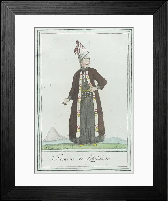 Framed Print : Costumes de Différents Pays, Femme de l'Islande, c1797. Creators: Jacques Grasset de Saint-Sauveur, LF Labrousse Framed Print : Costumes de Différents Pays, Femme de l'Islande, c1797. Creators: Jacques Grasset de Saint-Sauveur, LF Labrousse