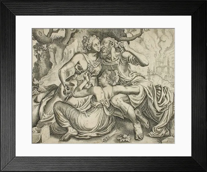 Framed Print : Lot and His Daughters, 1555. Creator: Balthazar van den Bos Framed Print : Lot and His Daughters, 1555. Creator: Balthazar van den Bos