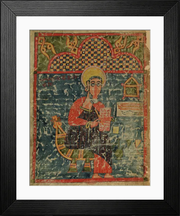 Framed Print : Single leaf with Saint Luke, late 14th century. Creator: Unknown Framed Print : Single leaf with Saint Luke, late 14th century. Creator: Unknown