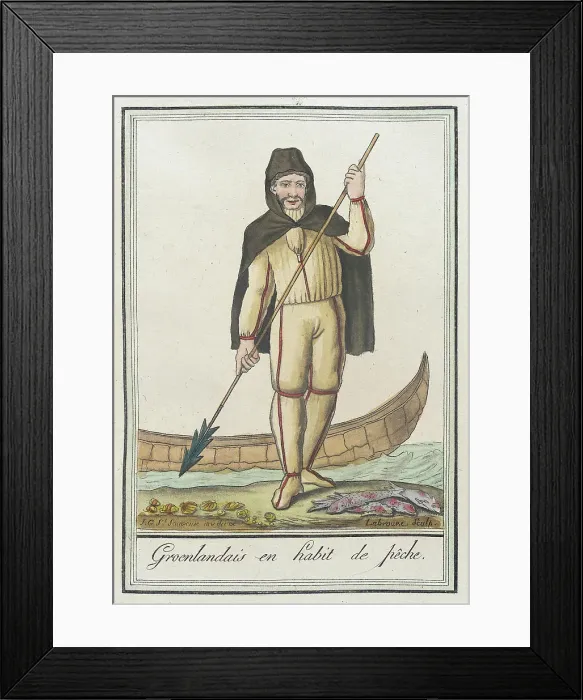 Framed Print : Costumes de Différents Pays, Groenlandais en Habit de Pêche, c1797. Creators: Jacques Grasset de Saint-Sauveur, LF Labrousse Framed Print : Costumes de Différents Pays, Groenlandais en Habit de Pêche, c1797. Creators: Jacques Grasset de Saint-Sauveur, LF Labrousse
