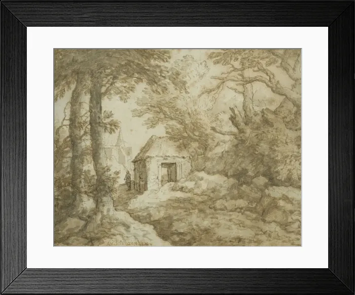 Framed Print : Rocky landscape with cottages. Creator: Allart van Everdingen Framed Print : Rocky landscape with cottages. Creator: Allart van Everdingen