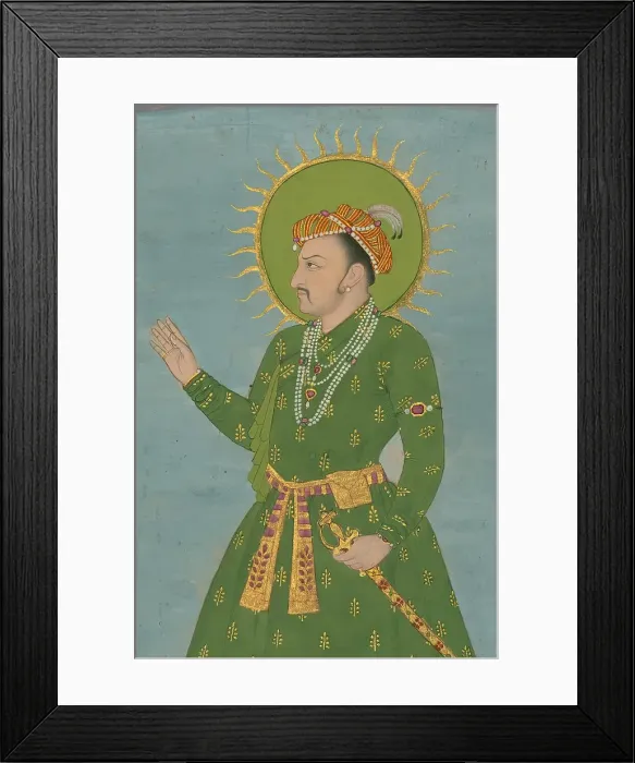 Framed Print : Single Leaf of a Portrait of the Emperor Jahangir, 13th century AH / AD 1825-1875. Creator: Unknown Framed Print : Single Leaf of a Portrait of the Emperor Jahangir, 13th century AH / AD 1825-1875. Creator: Unknown