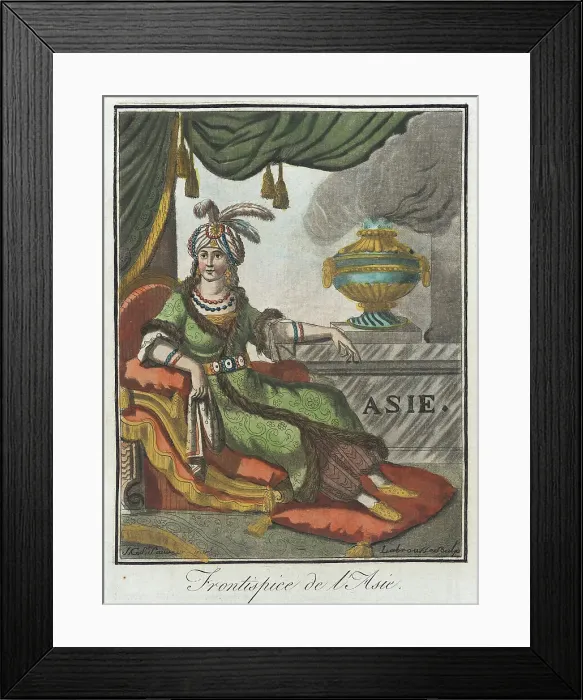 Framed Print : Costumes de Différents Pays, Frontispice de l'Asie, c1797. Creators: Jacques Grasset de Saint-Sauveur, LF Labrousse Framed Print : Costumes de Différents Pays, Frontispice de l'Asie, c1797. Creators: Jacques Grasset de Saint-Sauveur, LF Labrousse
