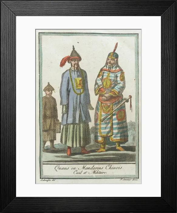 Framed Print : Costumes de Différents Pays, Quans ou Mandarins Chinois, Civil et Militaire, c1797. Creators: Jacques Grasset de Saint-Sauveur, LF Labrousse Framed Print : Costumes de Différents Pays, Quans ou Mandarins Chinois, Civil et Militaire, c1797. Creators: Jacques Grasset de Saint-Sauveur, LF Labrousse