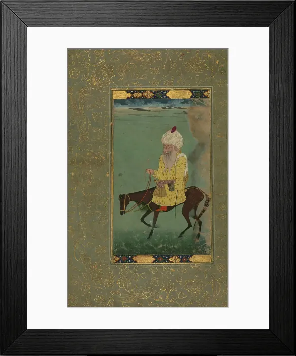Framed Print : Single Leaf of Mullah Du Piyaza Riding a Horse, mid 12th century AH / AD 18th century. Creator: Unknown Framed Print : Single Leaf of Mullah Du Piyaza Riding a Horse, mid 12th century AH / AD 18th century. Creator: Unknown