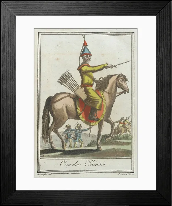Framed Print : Costumes de Différents Pays, Cavalier Chinois, c1797. Creators: Jacques Grasset de Saint-Sauveur, LF Labrousse Framed Print : Costumes de Différents Pays, Cavalier Chinois, c1797. Creators: Jacques Grasset de Saint-Sauveur, LF Labrousse