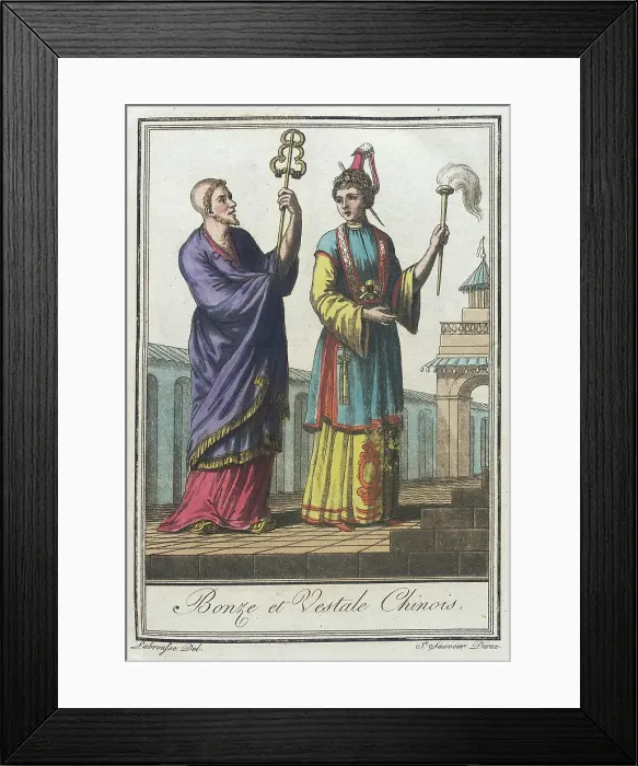 Framed Print : Costumes de Différents Pays, Bonze et Vestale Chinois, c1797. Creators: Jacques Grasset de Saint-Sauveur, LF Labrousse Framed Print : Costumes de Différents Pays, Bonze et Vestale Chinois, c1797. Creators: Jacques Grasset de Saint-Sauveur, LF Labrousse