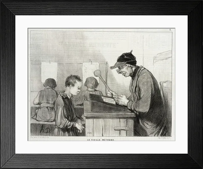 Framed Print : La Vielle Méthode, 1845. Creator: Honore Daumier Framed Print : La Vielle Méthode, 1845. Creator: Honore Daumier