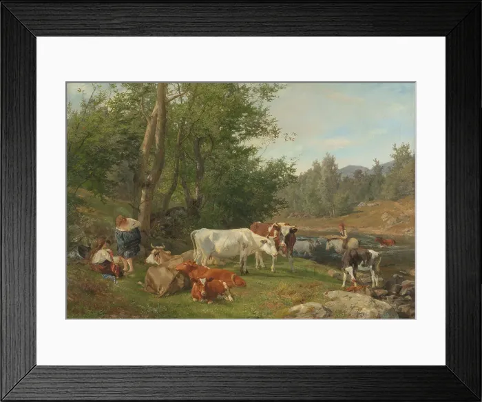 Framed Print : Landscape with Cattle, 1861. Creator: Anders Monsen Askevold Framed Print : Landscape with Cattle, 1861. Creator: Anders Monsen Askevold