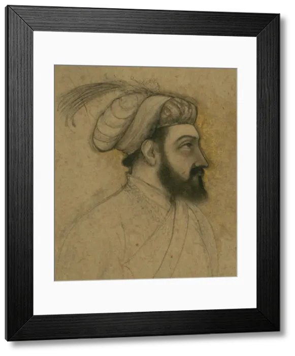 Framed Print : Single Leaf of a Portrait of Shah Jahan, mid 11th century AH / AD 17th century. Creator: Unknown Framed Print : Single Leaf of a Portrait of Shah Jahan, mid 11th century AH / AD 17th century. Creator: Unknown