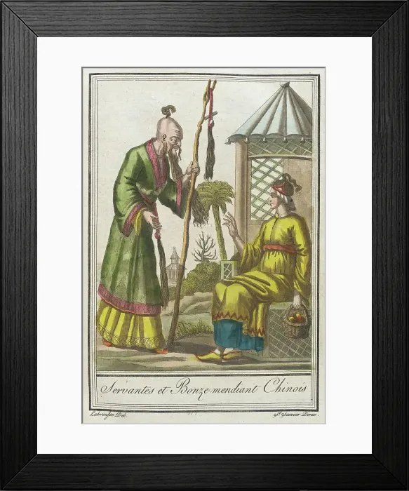 Framed Print : Costumes de Différents Pays, Servantes et Bonze Mendiant Chinois, c1797. Creators: Jacques Grasset de Saint-Sauveur, LF Labrousse Framed Print : Costumes de Différents Pays, Servantes et Bonze Mendiant Chinois, c1797. Creators: Jacques Grasset de Saint-Sauveur, LF Labrousse