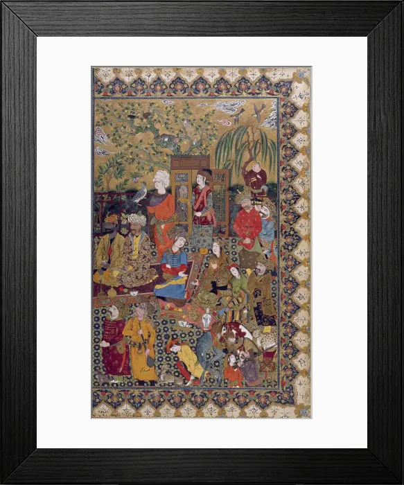 Framed Print : Single Leaf of Courtiers at a Reception of Shah `Abbas I, mid 11th century AH / AD 17th century. Creator: Unknown Framed Print : Single Leaf of Courtiers at a Reception of Shah `Abbas I, mid 11th century AH / AD 17th century. Creator: Unknown