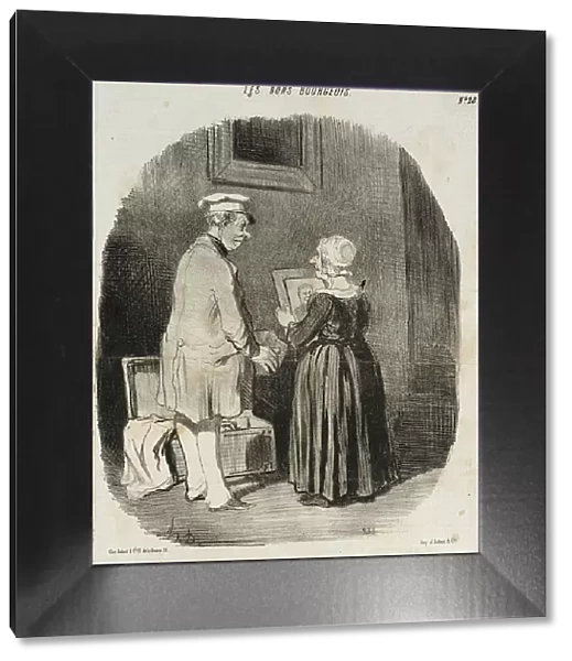 Tiens, ma femme, v'là mon portrait au Daguerreotype... 1846. Creator: Honore Daumier