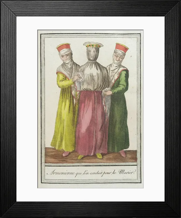 Framed Print : Costumes de Différents Pays, Armenienne que lón Conduit pour la Marier, c1797. Creators: Jacques Grasset de Saint-Sauveur, LF Labrousse Framed Print : Costumes de Différents Pays, Armenienne que lón Conduit pour la Marier, c1797. Creators: Jacques Grasset de Saint-Sauveur, LF Labrousse