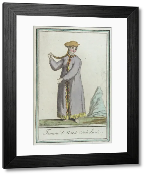 Framed Print : Costumes de Différents Pays, Femme de Nord-Est-de l'Asie, c1797. Creators: Jacques Grasset de Saint-Sauveur, LF Labrousse Framed Print : Costumes de Différents Pays, Femme de Nord-Est-de l'Asie, c1797. Creators: Jacques Grasset de Saint-Sauveur, LF Labrousse
