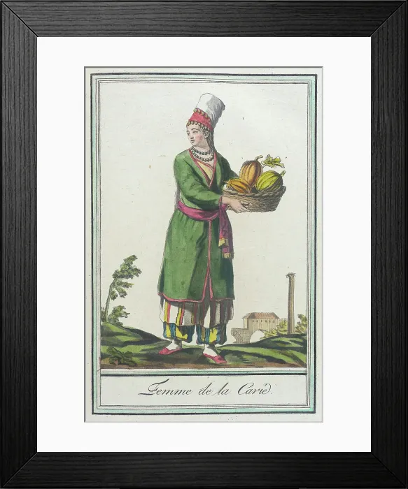 Framed Print : Costumes de Différents Pays, Femme de la Carie, c1797. Creators: Jacques Grasset de Saint-Sauveur, LF Labrousse Framed Print : Costumes de Différents Pays, Femme de la Carie, c1797. Creators: Jacques Grasset de Saint-Sauveur, LF Labrousse