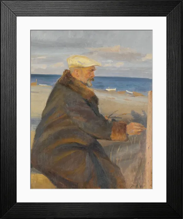 Framed Print : Michael Ancher painting on the beach, 1901. Creator: Anna Kirstine Ancher Framed Print : Michael Ancher painting on the beach, 1901. Creator: Anna Kirstine Ancher