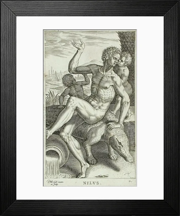 Framed Print : Nilus, 1586. Creator: Philip Galle Framed Print : Nilus, 1586. Creator: Philip Galle