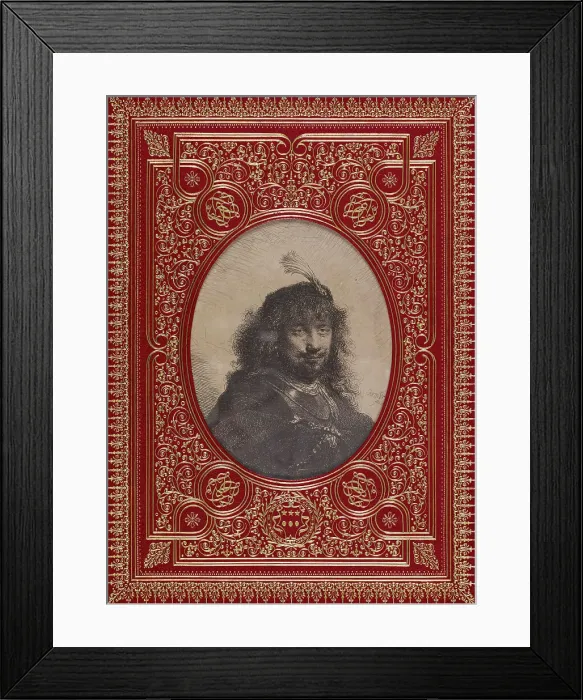 Framed Print : Cover of a book of prints by Rembrandt, 1900. Creator: Léon Gruel Framed Print : Cover of a book of prints by Rembrandt, 1900. Creator: Léon Gruel