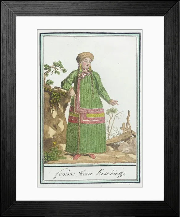 Framed Print : Costumes de Différents Pays, Femme Tatar Kastchintz, c1797. Creators: Jacques Grasset de Saint-Sauveur, LF Labrousse Framed Print : Costumes de Différents Pays, Femme Tatar Kastchintz, c1797. Creators: Jacques Grasset de Saint-Sauveur, LF Labrousse